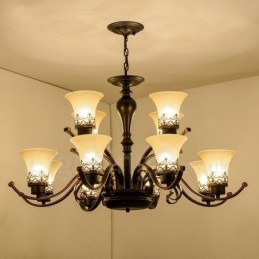 Lámpara de araña de metal integrada estilo rústico Lodge de 12 luces