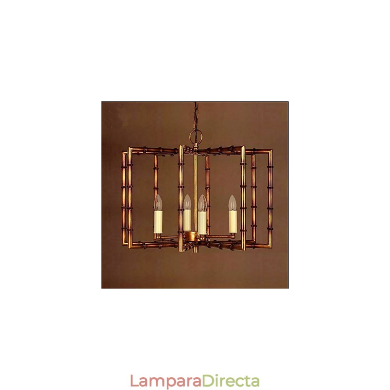 Lámpara de araña de hierro y cobre antigua, estilo rústico americano, creativa