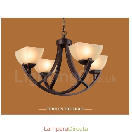 Lámpara de araña de metal integrada estilo rústico Lodge de 4 luces Lámpara de araña de metal integrada estilo rústico Lodge de 4 luces
