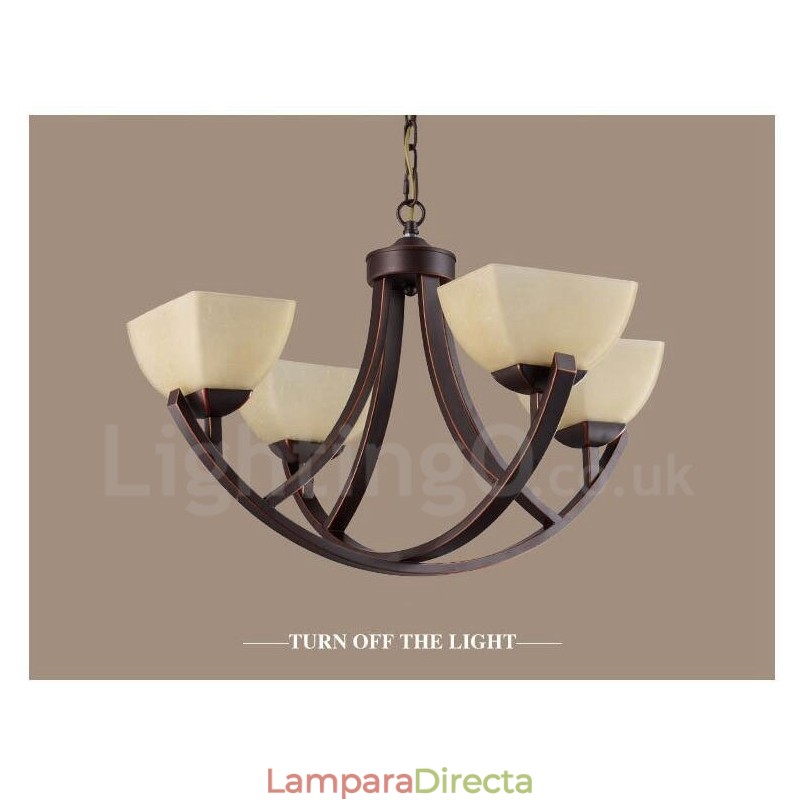 Lámpara de araña de metal integrada estilo rústico Lodge de 4 luces