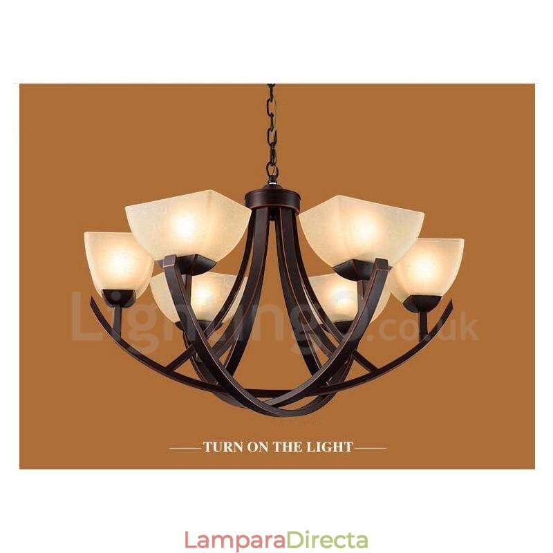 Lámpara de araña de metal integrada estilo rústico de 6 luces