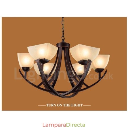 Lámpara de araña de metal integrada estilo rústico de 6 luces