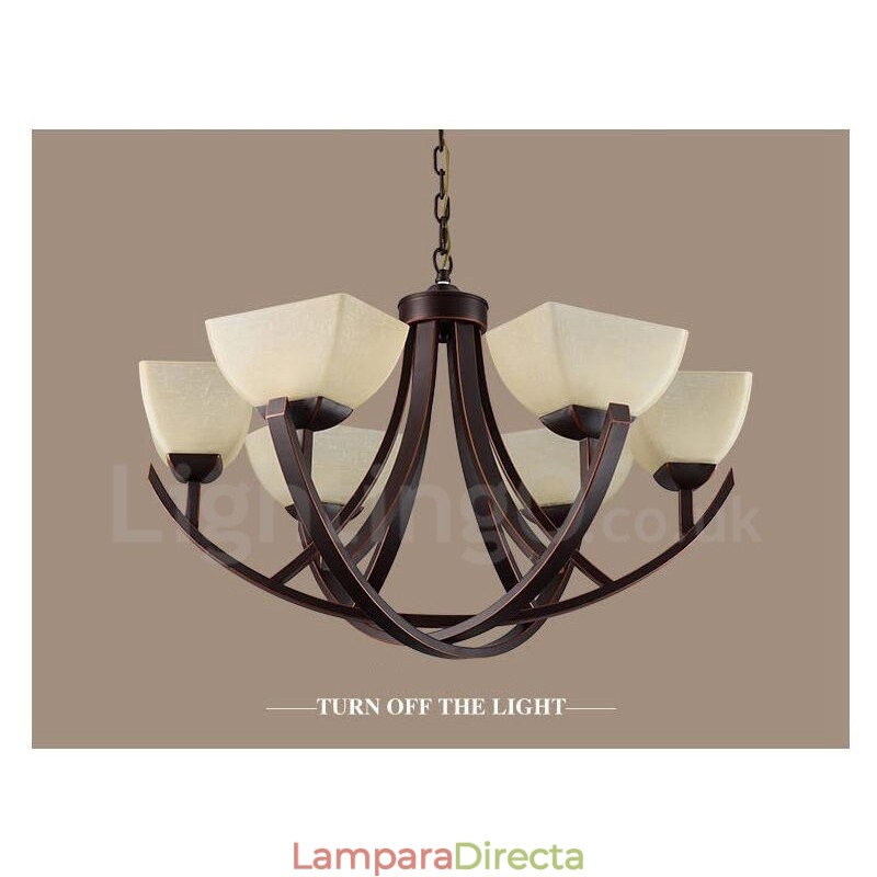 Lámpara de araña de metal integrada estilo rústico de 6 luces