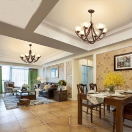 Lámpara de araña de metal integrada estilo rústico de 6 luces