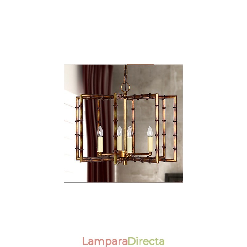 Lámpara de araña de hierro y cobre antigua, estilo rústico americano, creativa