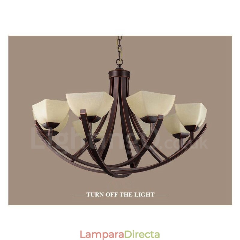 Lámpara de araña de metal integrada estilo rústico de 8 luces