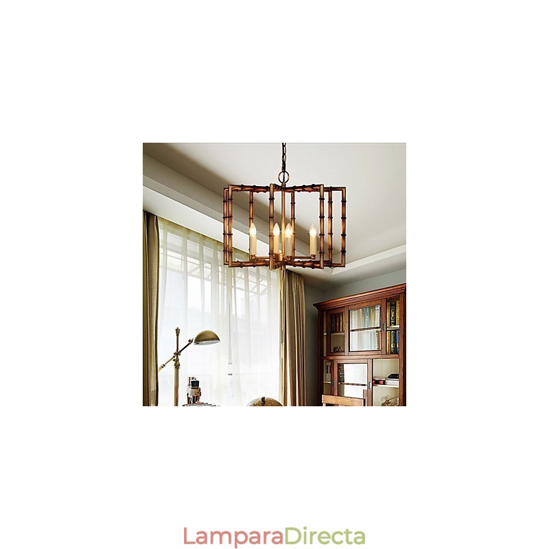 Lámpara de araña de hierro y cobre antigua, estilo rústico americano, creativa