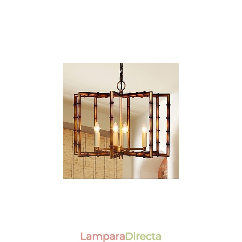 Lámpara de araña de hierro y cobre antigua, estilo rústico americano, creativa
