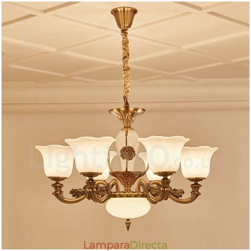 Lámpara de araña clásica tradicional de lujo de metal integrada de 6 luces