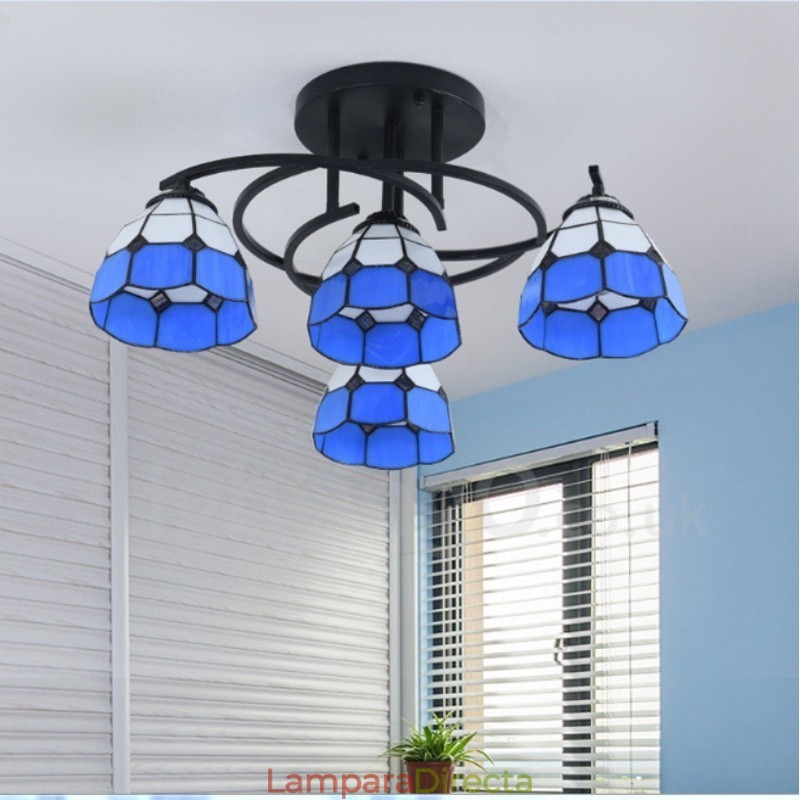 Lámpara de araña integrada de estilo mediterráneo de 4 luces