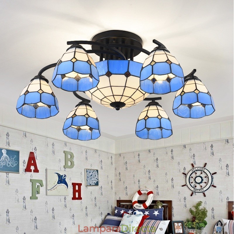 Lámpara de araña integrada de estilo mediterráneo de 9 luces