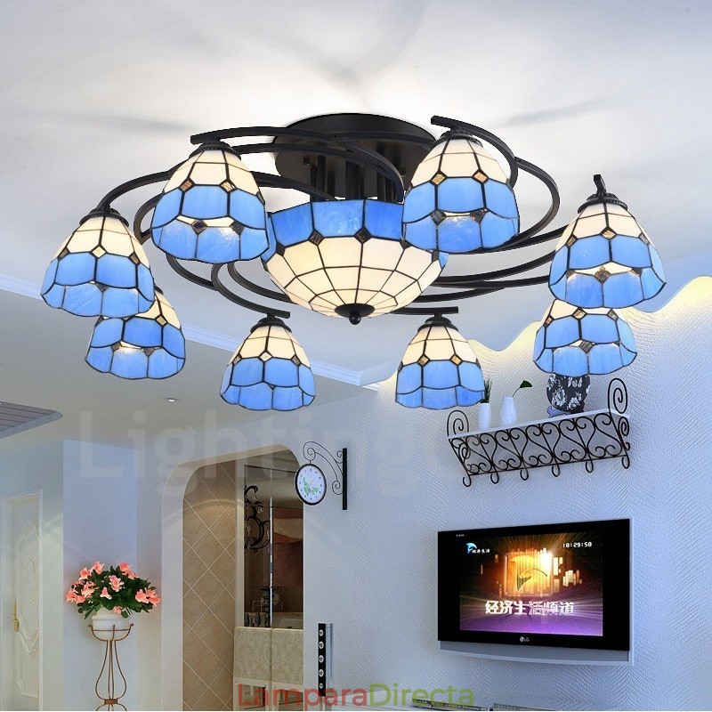 Lámpara de araña integrada de estilo mediterráneo de 11 luces