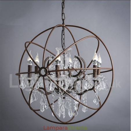 Lámpara colgante de metal con pintura de cristal vintage de 60 cm y 80 cm de diámetro, color oxidado. Lámpara colgante de metal con pintura de cristal vintage de 60 cm y 80 cm de diámetro, color oxidado.