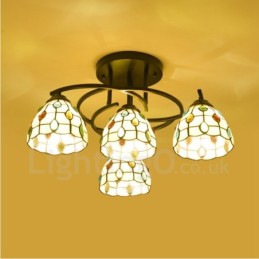 Lámpara de araña integrada de estilo mediterráneo de 4 luces