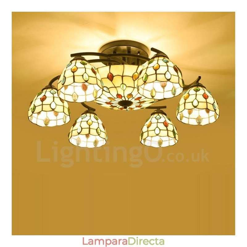 Lámpara de araña integrada de estilo mediterráneo de 9 luces