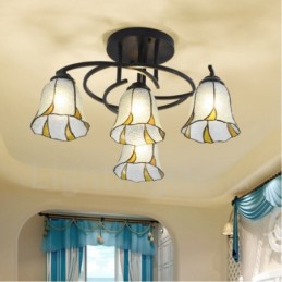 Lámpara de araña de metal integrada para baño, estilo mediterráneo, de 4 luces