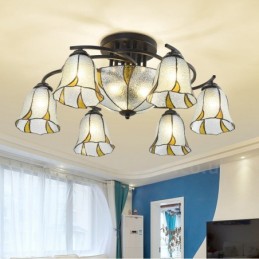 Lámpara de araña de metal integrada para baño, estilo mediterráneo, de 9 luces