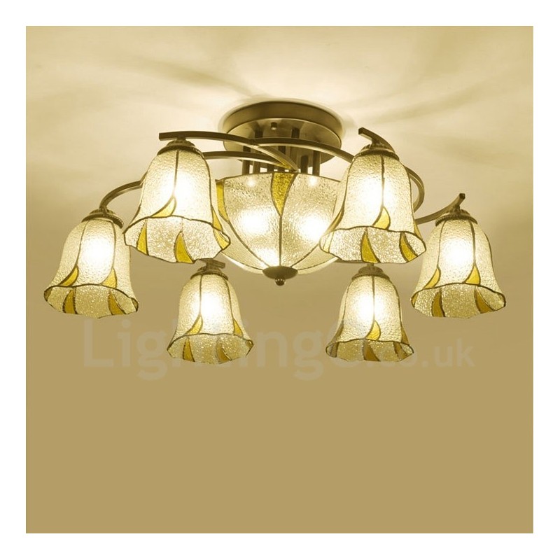 Lámpara de araña de metal integrada para baño, estilo mediterráneo, de 9 luces