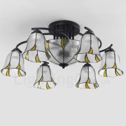 Lámpara de araña de metal integrada para baño, estilo mediterráneo, de 9 luces