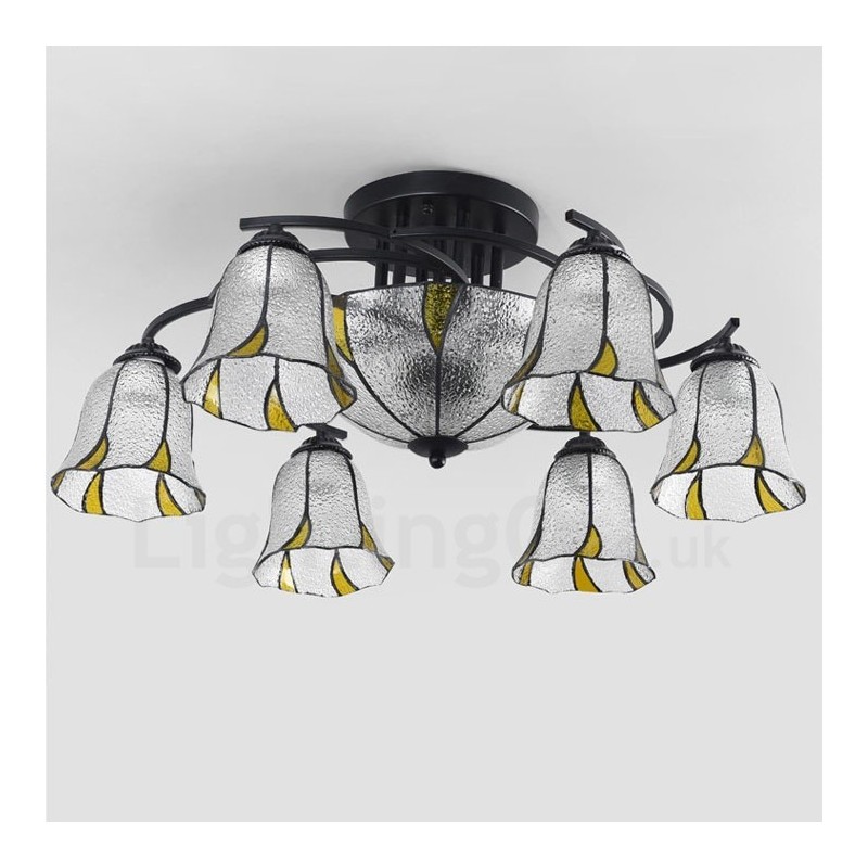 Lámpara de araña de metal integrada para baño, estilo mediterráneo, de 9 luces