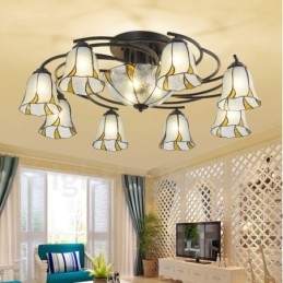 Lámpara de araña de metal integrada para baño, estilo mediterráneo, 11 luces