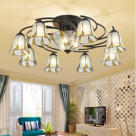 Lámpara de araña de metal integrada para baño, estilo mediterráneo, 11 luces Lámpara de araña de metal integrada para baño, estilo mediterráneo, 11 luces
