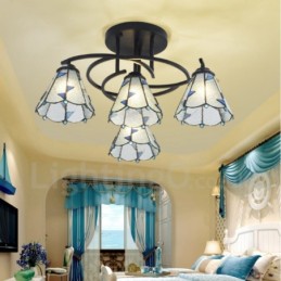 Lámpara de araña de metal integrada para baño, estilo mediterráneo, de 4 luces