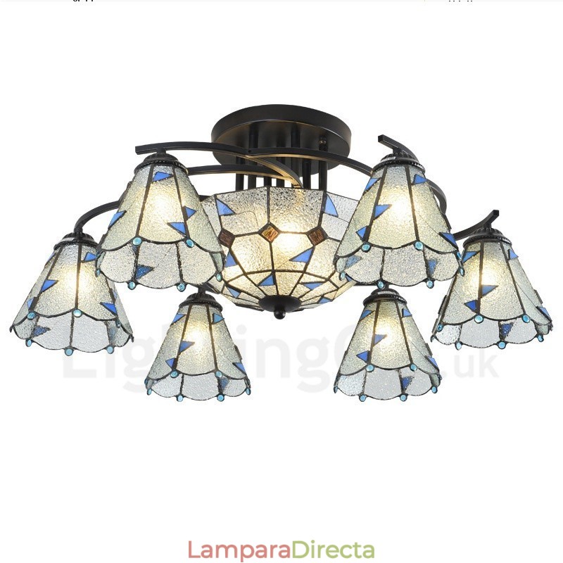 Lámpara de araña de metal integrada para baño, estilo mediterráneo, de 9 luces