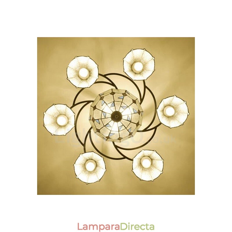 Lámpara de araña de metal integrada para baño, estilo mediterráneo, de 9 luces