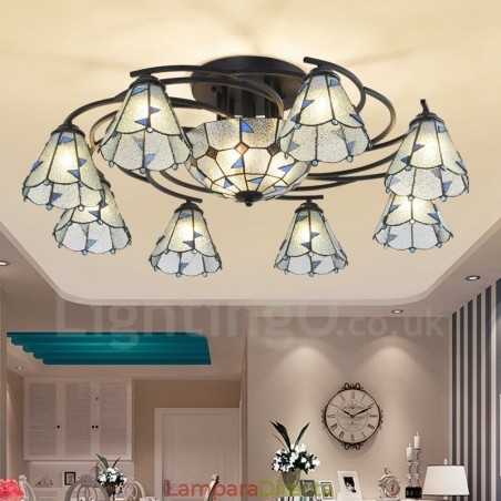 Lámpara de araña de metal integrada para baño, estilo mediterráneo, 11 luces Lámpara de araña de metal integrada para baño, estilo mediterráneo, 11 luces