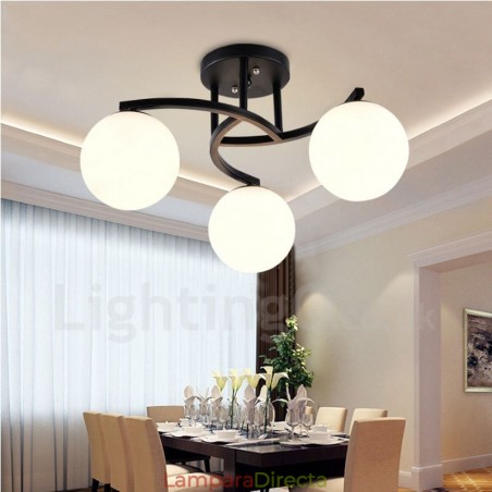 Lámpara de araña rústica integrada de 3 luces con pantalla de cristal Lámpara de araña rústica integrada de 3 luces con pantalla de cristal