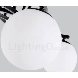 Lámpara de araña rústica integrada de 5 luces con pantalla de cristal