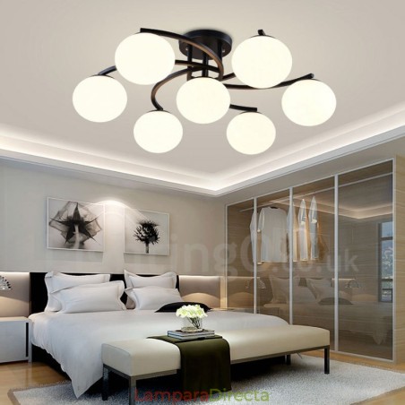 Lámpara de araña rústica integrada de 7 luces con pantalla de cristal Lámpara de araña rústica integrada de 7 luces con pantalla de cristal