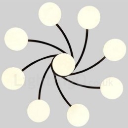 Lámpara de araña rústica integrada de 9 luces con pantalla de cristal