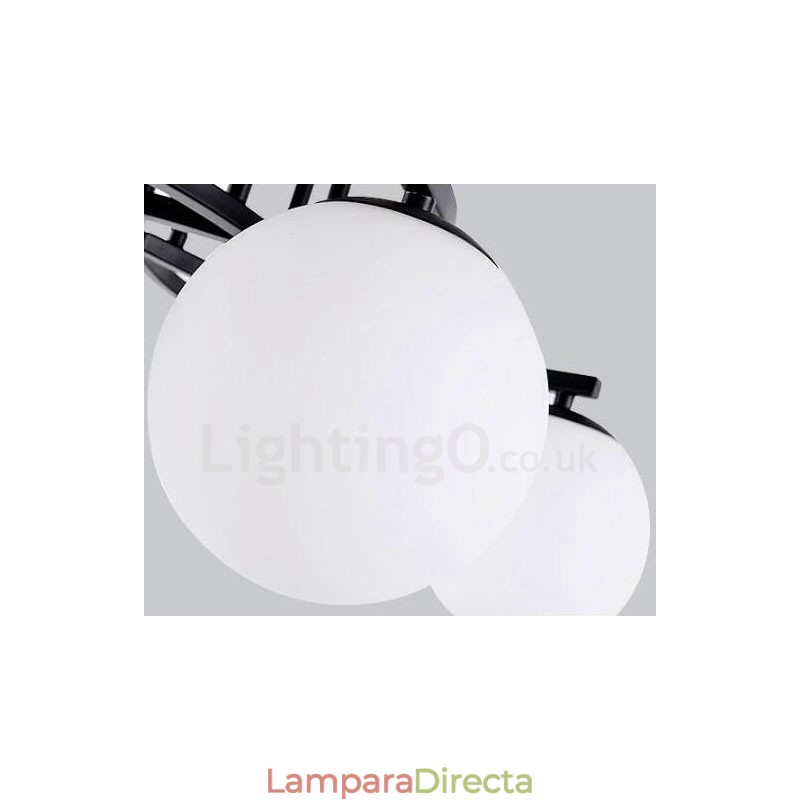 Lámpara de araña rústica integrada de 9 luces con pantalla de cristal
