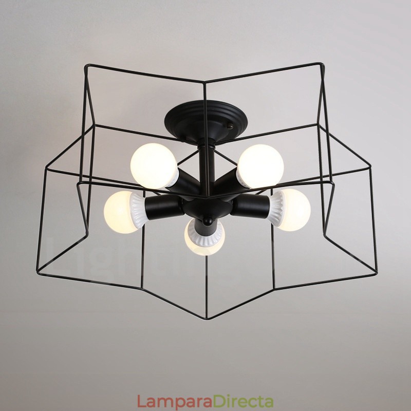 Lámpara de araña integrada rústica de 5 luces