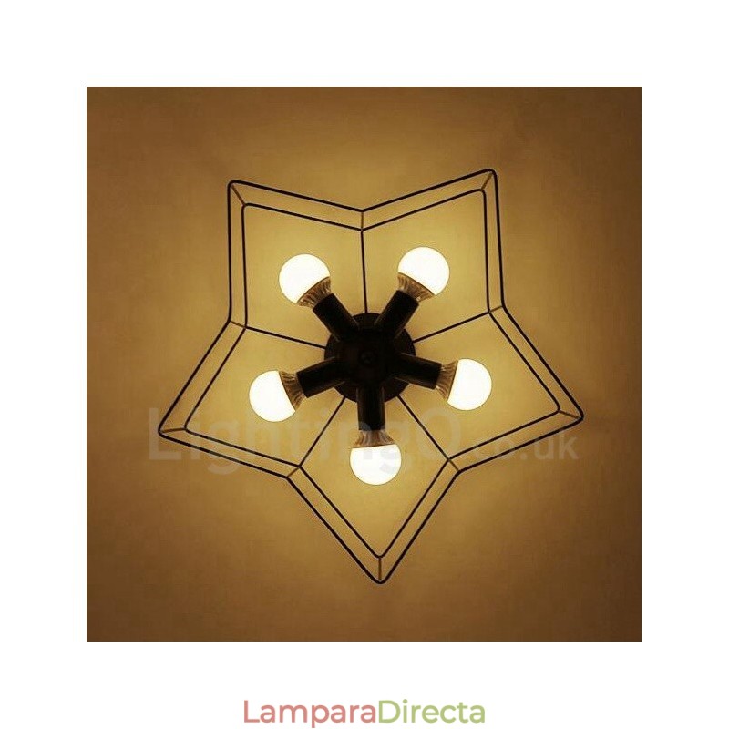 Lámpara de araña integrada rústica de 5 luces