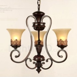 Lámpara de araña de metal integrada estilo rústico de 3 luces