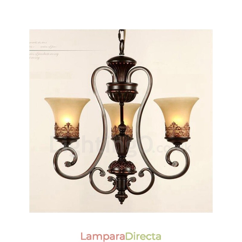 Lámpara de araña de metal integrada estilo rústico de 3 luces