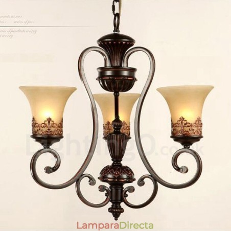 Lámpara de araña de metal integrada estilo rústico de 3 luces Lámpara de araña de metal integrada estilo rústico de 3 luces