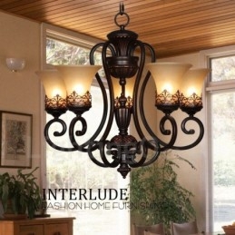 Lámpara de araña de metal integrada de estilo rústico de 5 luces