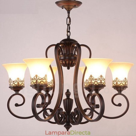Lámpara de araña de metal integrada estilo rústico de 6 luces Lámpara de araña de metal integrada estilo rústico de 6 luces