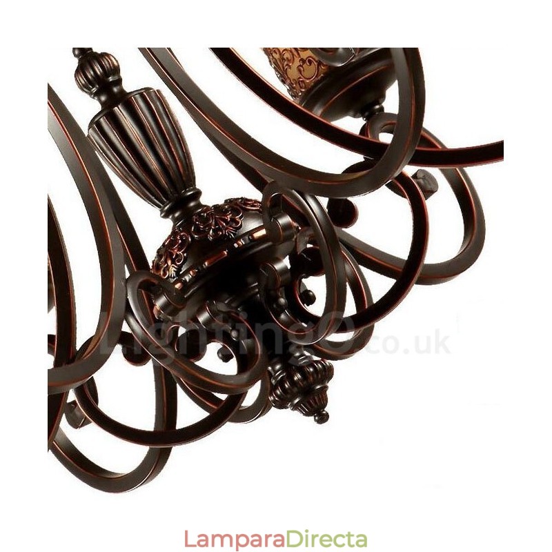 Lámpara de araña de metal integrada estilo rústico de 6 luces