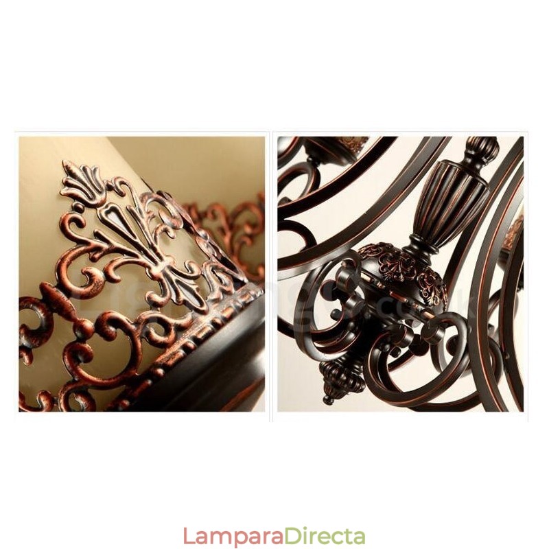 Lámpara de araña de metal integrada estilo rústico de 6 luces