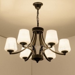 Lámpara de araña de metal integrada estilo rústico de 6 luces