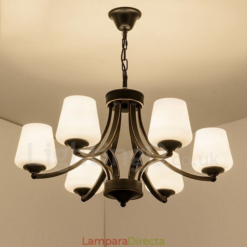Lámpara de araña de metal integrada estilo rústico de 6 luces