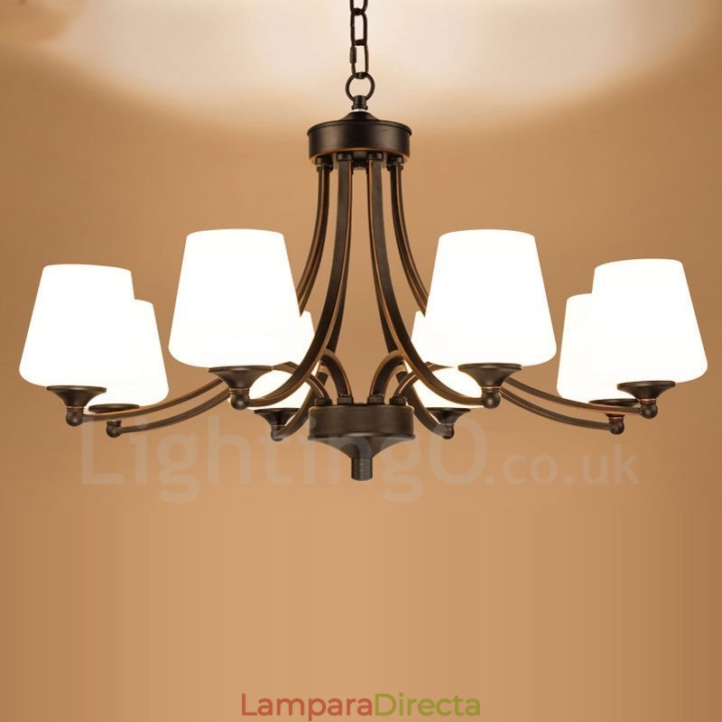 Lámpara de araña de metal integrada estilo rústico Lodge de 8 luces