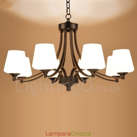 Lámpara de araña de metal integrada estilo rústico Lodge de 8 luces Lámpara de araña de metal integrada estilo rústico Lodge de 8 luces
