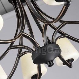 Lámpara de araña de metal integrada estilo rústico Lodge de 8 luces