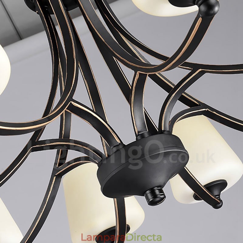 Lámpara de araña de metal integrada estilo rústico Lodge de 8 luces